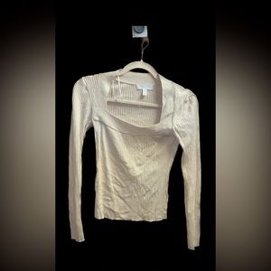 Beige top, long sleeve, size S, H&M, strechy, square neck